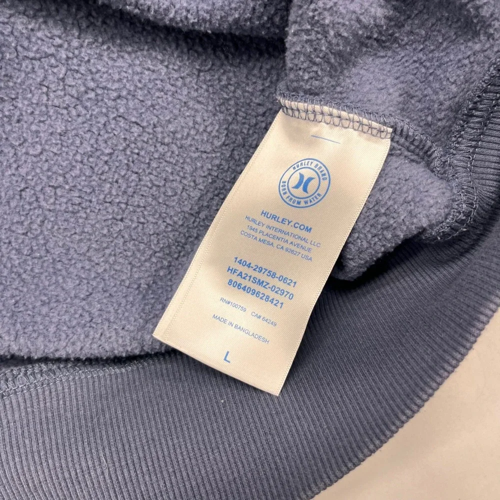 Hurley Mens Full Zip Hoodie Slate Blue Rainbow Graphic Sweatshirt Large‎ - Picture 7 of 7